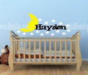Personalized Moon and Stars Decal